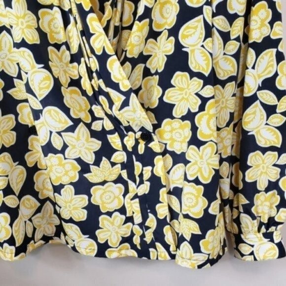 Vintage Design Partnership | Yellow Black Floral Crossover Blouse - Picture 2 of 6
